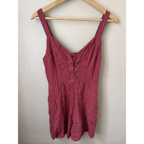 American Eagle Outfitters Pants - American Eagle Romper Womens S Red White Polka Dot Criss Cross Back